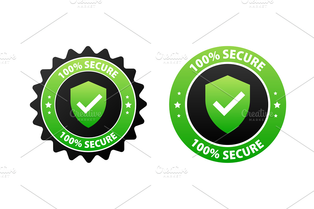 100 Secure Guarantee Badges with, an Object Illustration by UP-Studio