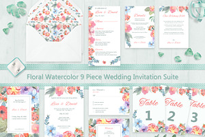 Floral Watercolor Wedding Suite
