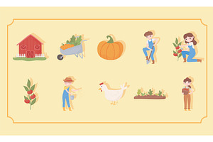 agriculture farm set, a Person Illustration by studiogstock
