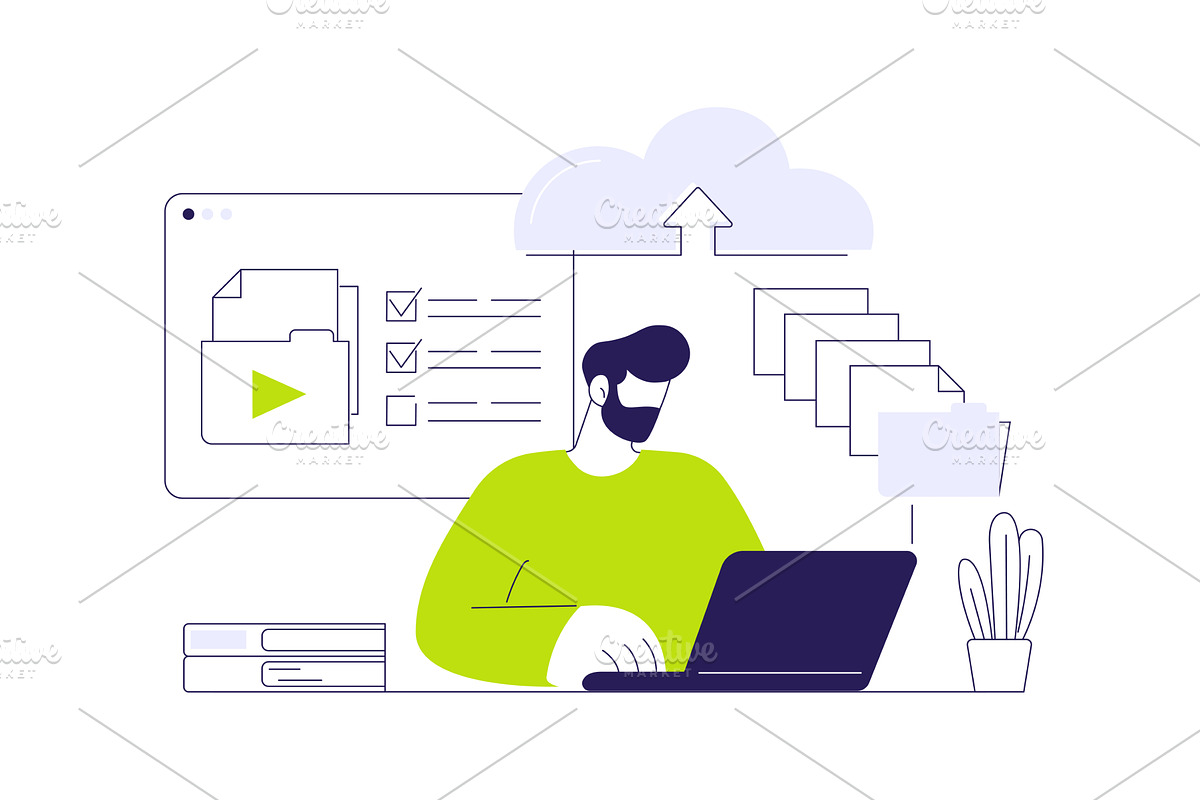 Upload files abstract concept vector, a Technology Illustration by Visual Generation
