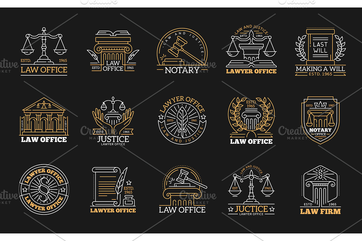 Law office icons, lawyer firm, a Technology Illustration by Vector Tradition