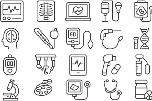 Collection of vector line icons, a Healthcare Illustration by ZinetroN