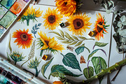 Sunflowers Watercolor Set, a Food Illustration by BarvArt (Thumbnail 3 of 15)