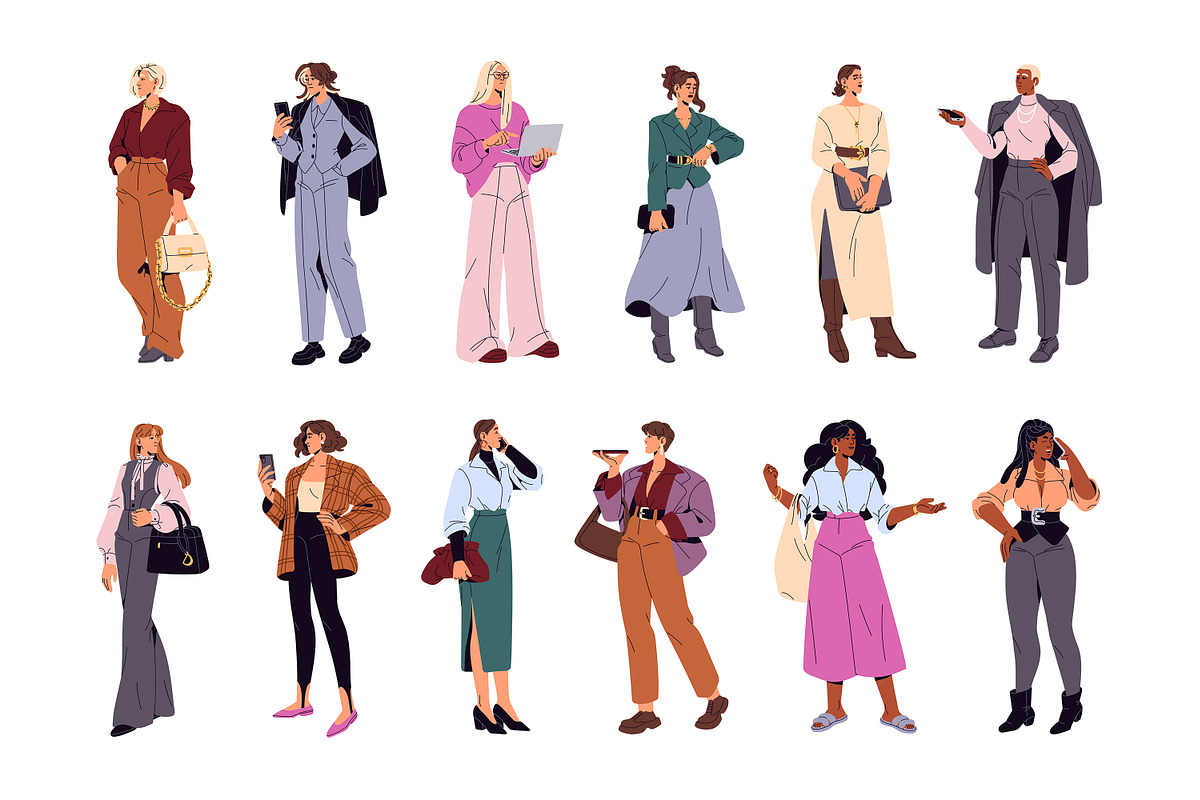 Modern diverse business women set, a Person Illustration by PaperTrident (Photo 1 of 7)