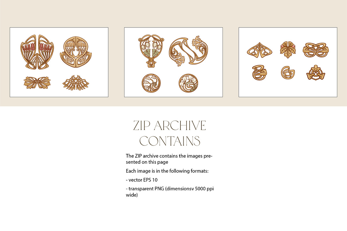 Art Nouveau Decorative Elements Set, an Object Graphic by Elen-Lane (Photo 3 of 3)