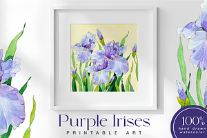 Watercolor Purple Irises Printable
