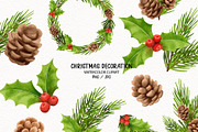 Christmas Decoration Watercolor Set., a Decorative Illustration by kaisorn (Thumbnail 1 of 8)