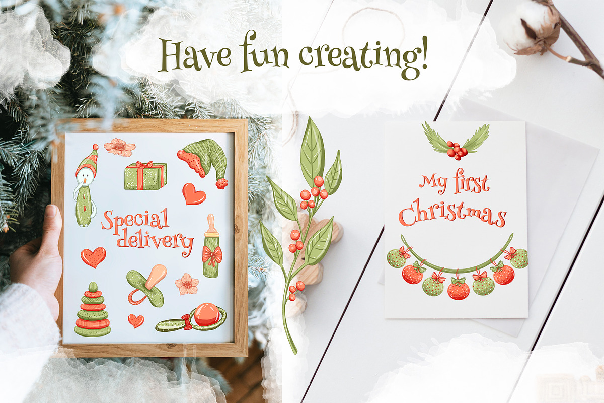 Baby Santa clipart, my 1st Christmas, an Illustration by Mrs.Swan_Design (Photo 5 of 6)