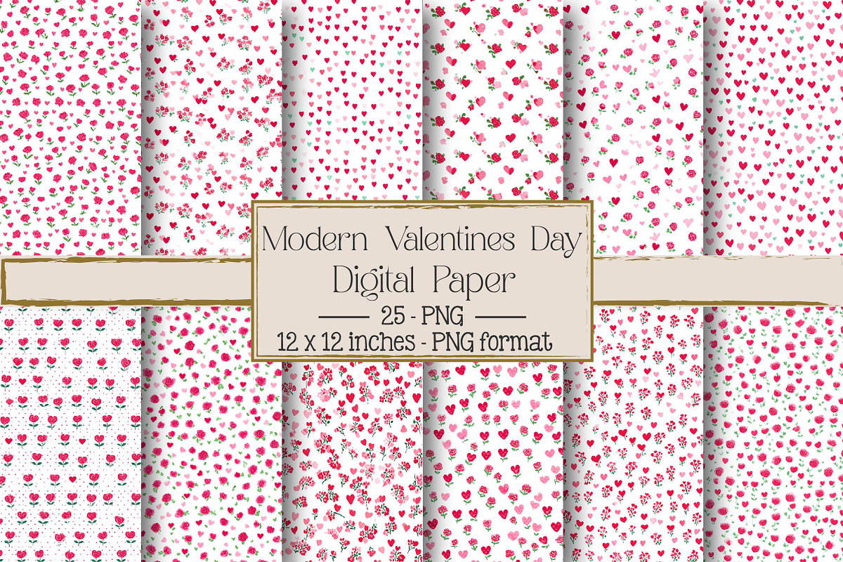 Modern valentines day pattern pack, an Illustration by DreamPrint404 (Photo 1 of 5)