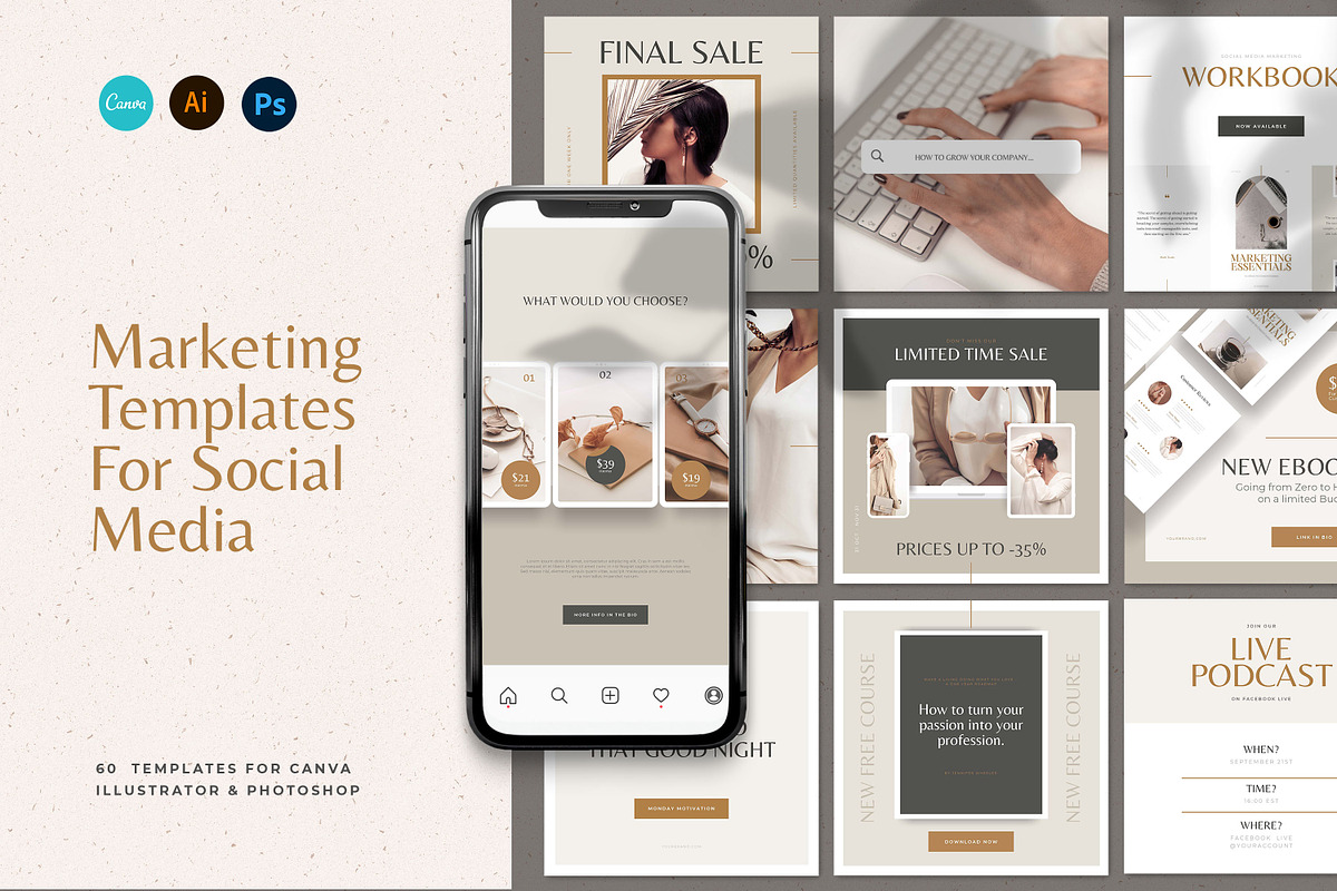 Elegant Social Media Marketing Pack, a Social Media Template by AndrewPixel (Photo 1 of 13)