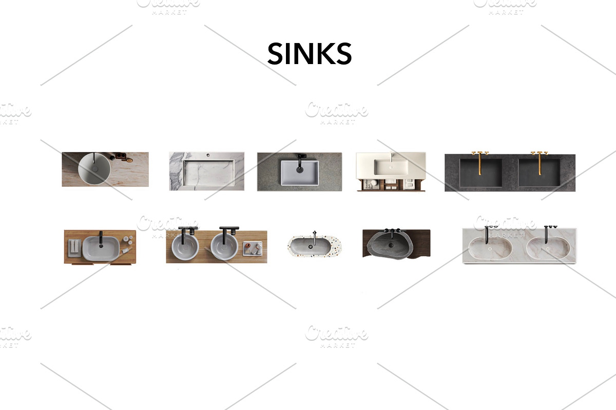 Bath Floor Plan Pack – Top Views, an Object Graphic by SketchBoyko (Photo 4 of 8)