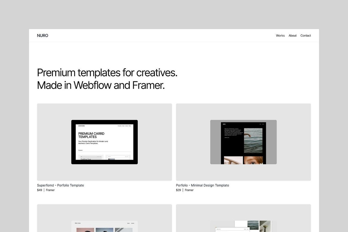 Nuro - Framer Portfolio Template, a Websites & App Template by PixaSquare (Photo 1 of 3)