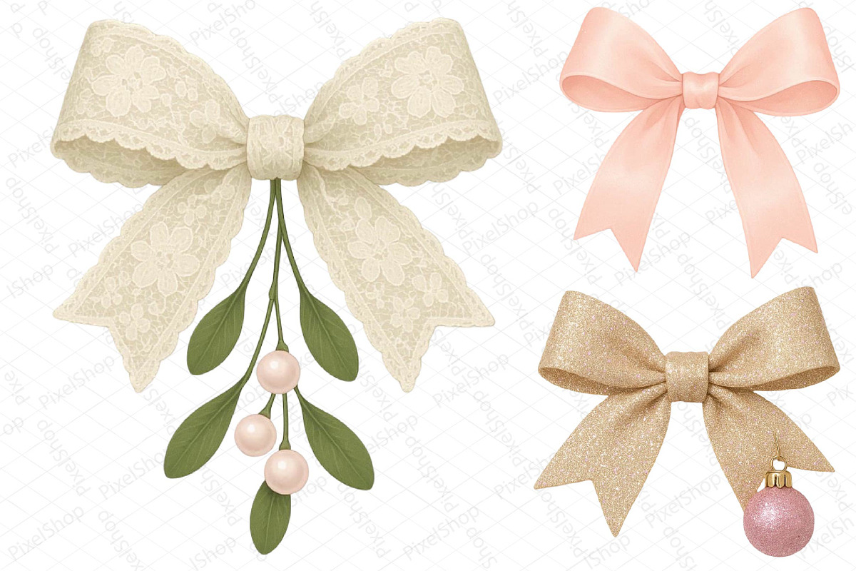 Coquette Christmas Bow Clipart, an Illustration by DreamPrint404 (Photo 4 of 4)