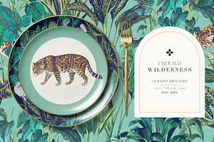 Emerald Wilderness Luxury Patterns!, a Pattern Graphic by Pink Linen