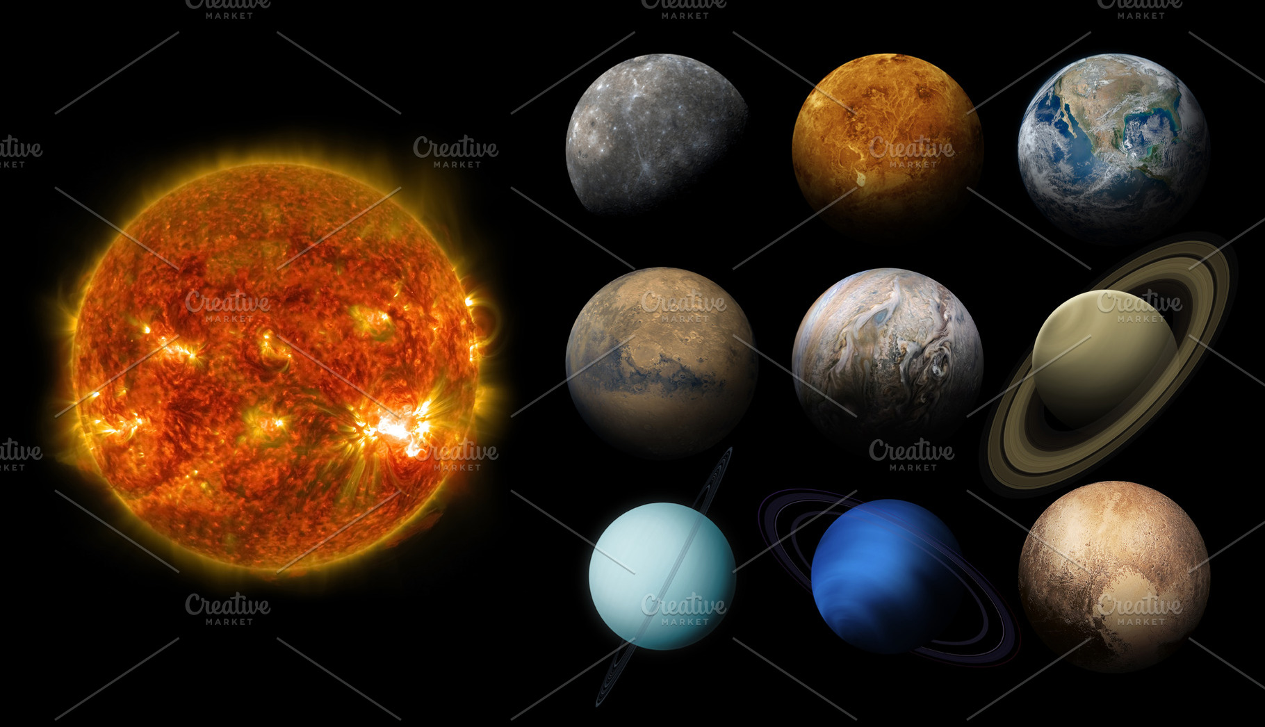 Solar system planets and Sun., an Abstract Photo by Buradaki