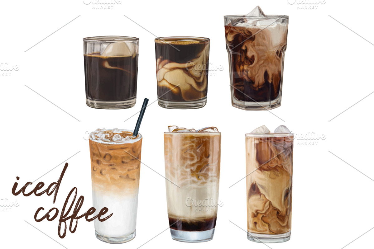 Iced coffee VECTOR illustrations, a Food Illustration by Natalka Dmitrova art (Photo 4 of 19)