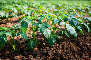 Potato plant in the field featuring potato, agriculture, and agronomy
