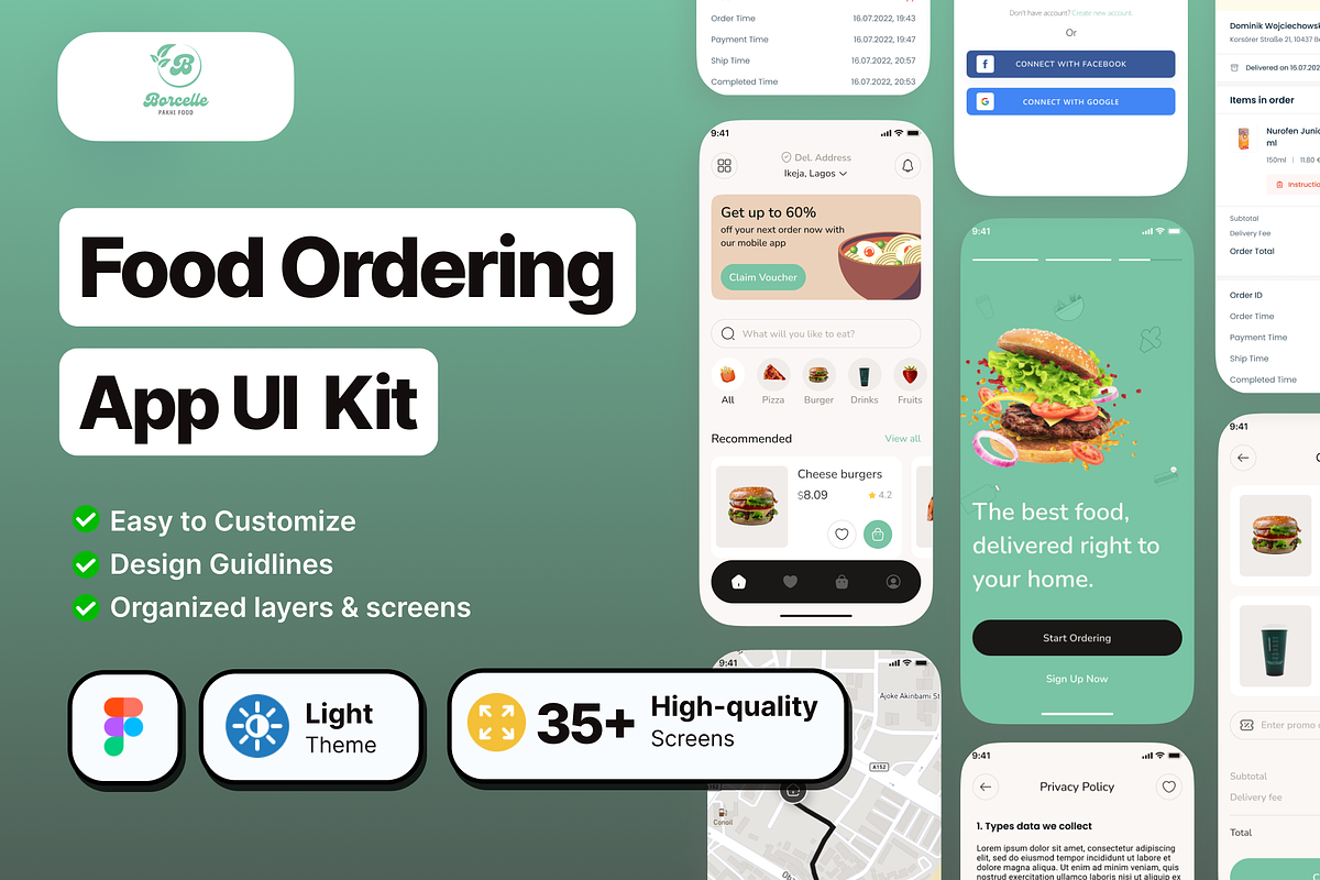 Barcelle  - Food Ordering App UI Kit, an UI Kit Template by piyush608 (Photo 1 of 8)