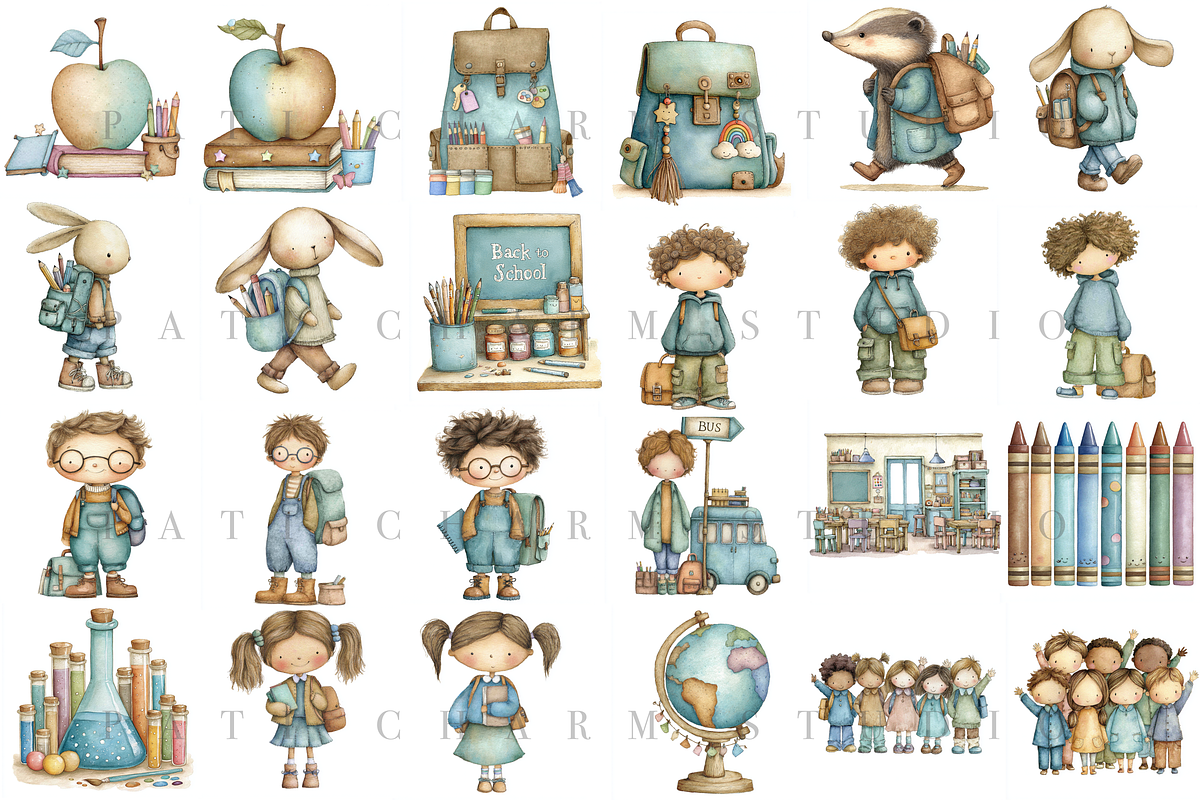 50 Back to School Clipart PNG, a Decorative Illustration by Pati Charm Studio (Photo 2 of 8)