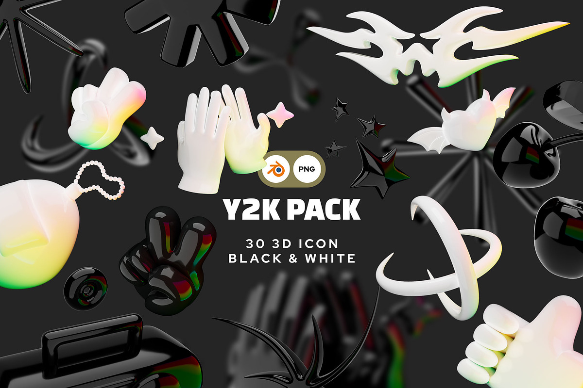 Y2K 3D Icon Pack, an Object 3D Model by iDoodle Studio