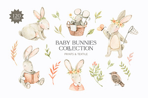Watercolor baby bunnies. Baby shower