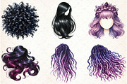 Hair Clipart, Long Hair, Natural Hai, an Illustration by Libby Wishes (Thumbnail 6 of 7)