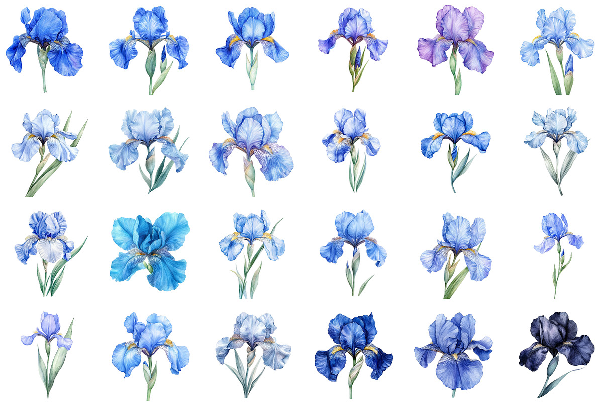Birthday Flower Blue Iris Clipart Se, an Illustration by Sublimation Artist (Photo 2 of 6)