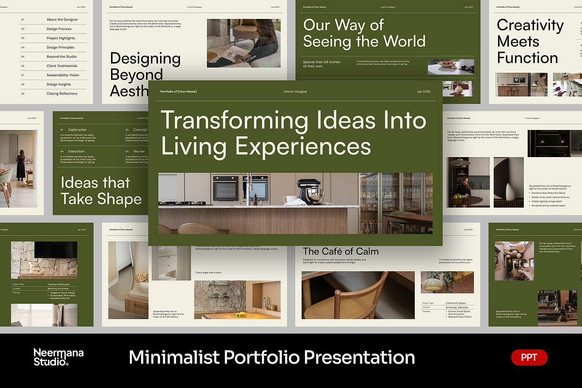 Green Minimal Portfolio PowerPoint, a Presentation Template by Neermana (Photo 1 of 4)