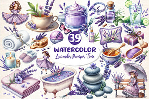 Lavender Pamper Time Clipart, an Illustration by Dream Creation