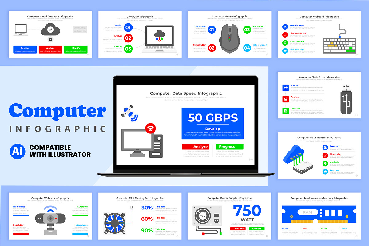 Computer Infographic Illustrator EPS | Creative Market