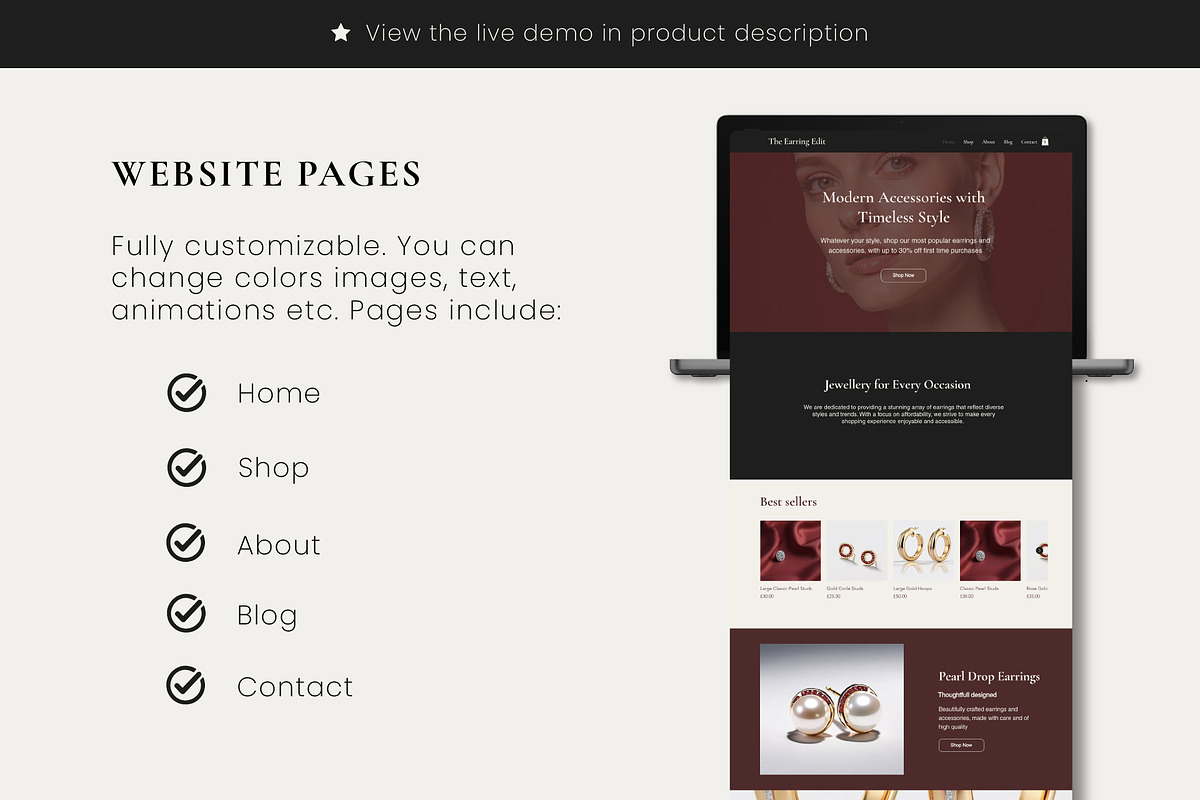 Wix Luxury Jewelry Store Website, a Wix Template by Sky Dore Design (Photo 2 of 11)