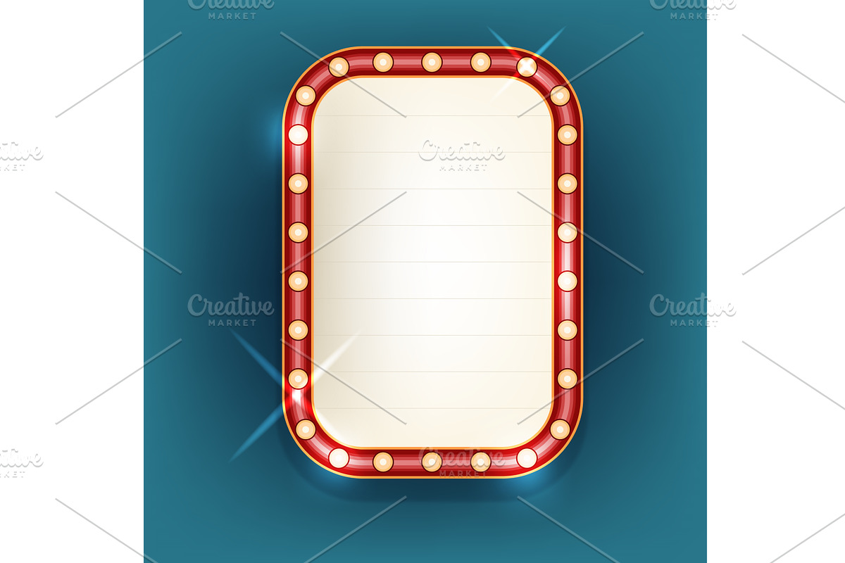 Wall retro board with lights. Vector, an Object Illustration by Elegant Solution