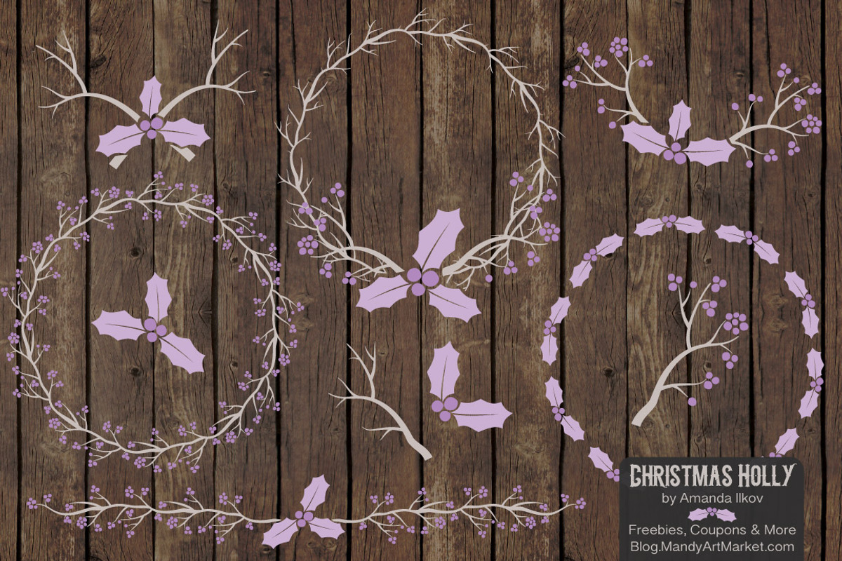 Lavender Holly Wreaths & Branches, an Illustration by Amanda Ilkov (Photo 2 of 5)