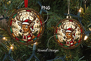 Stained Glass Deer Christmas, a Seasonal Illustration by CrexoraLab (Thumbnail 1 of 3)