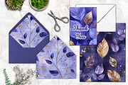 Royal Amethyst Leaves Scrapbook Set, a Background Graphic by V Design Creator (Thumbnail 6 of 12)