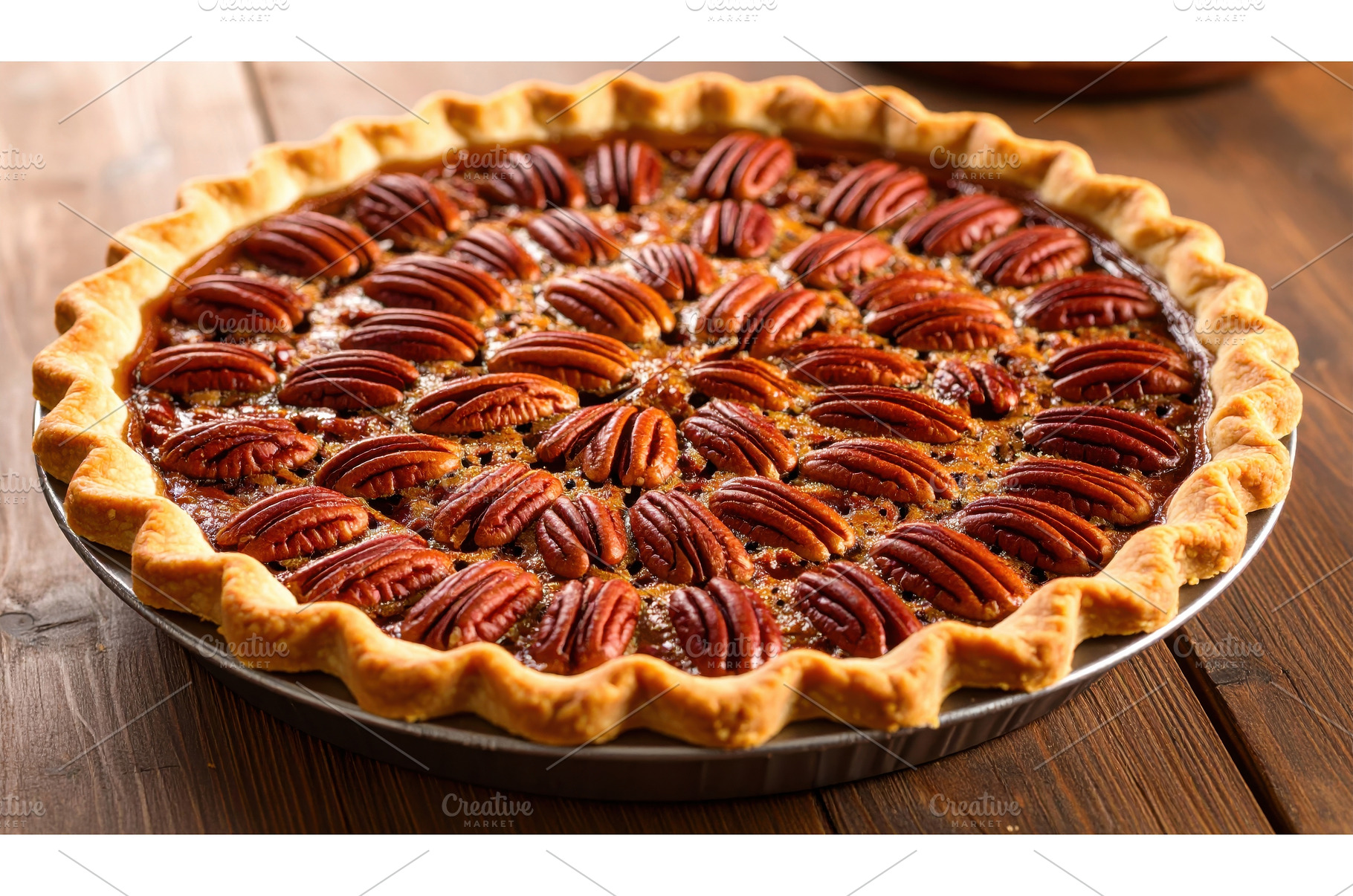 Freshly baked pecan pie on rustic, a Food & Drink Photo by Igor Tichonow