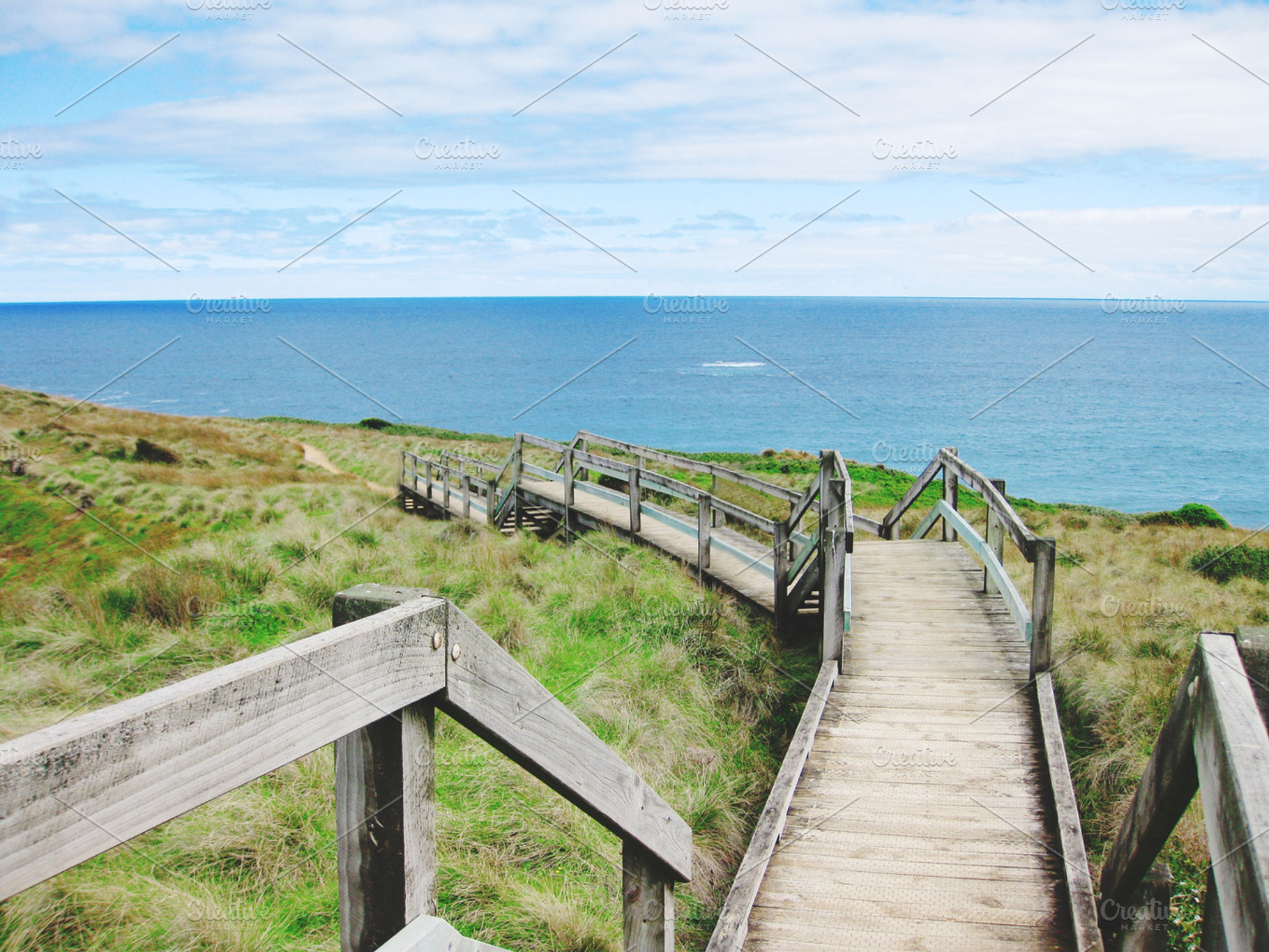 Wooden Path To Walk Around An Island Containing Far Away And Alone