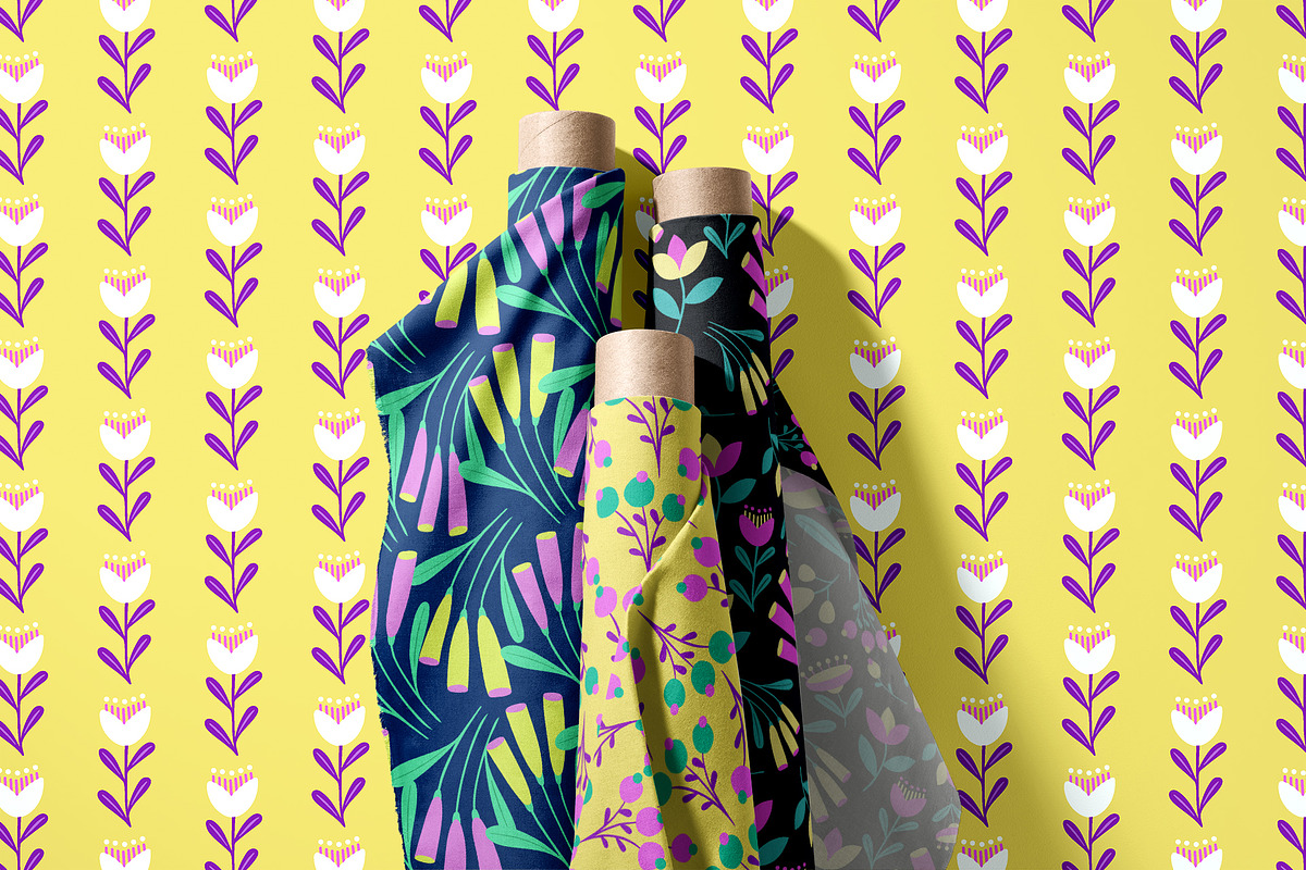 Bright Retro Floral Pattern Set, a Pattern Graphic by Asya Melkonyan Patterns (Photo 4 of 16)