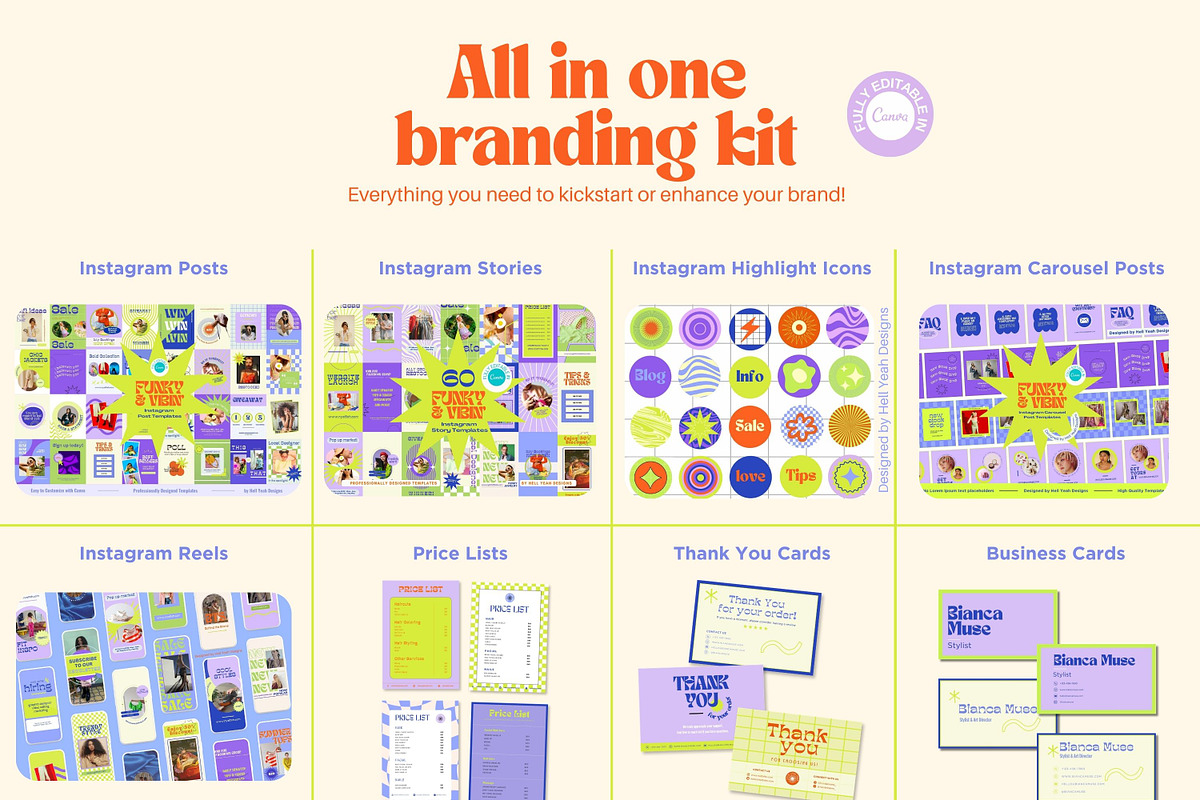 Ultimate Funky & Vibin Branding Kit, a Branding & Logo Template by Hell Yeah Designs (Photo 5 of 29)