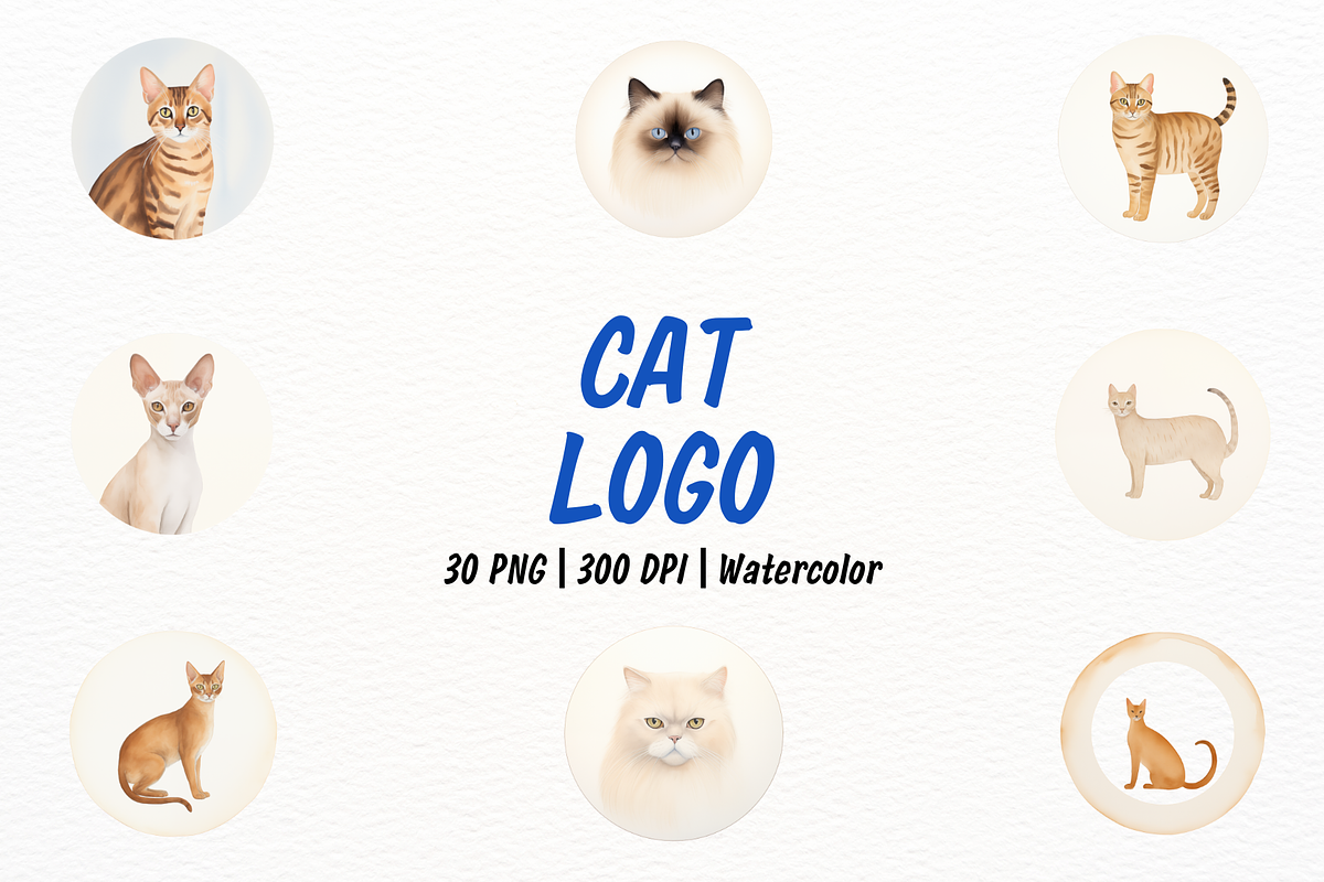 Cute Cat Portrait Round Clipart, an Animal Illustration by New-School-Wave (Photo 1 of 5)