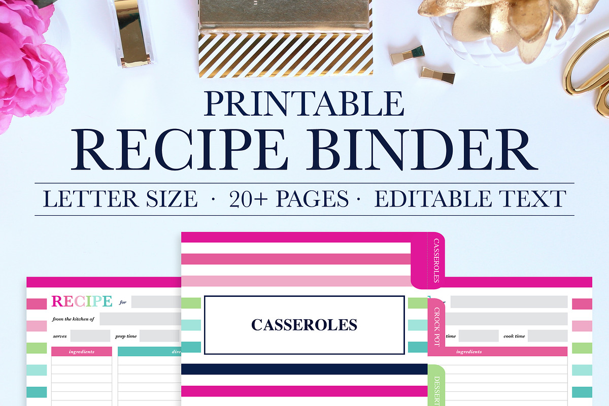 Printable Recipe Binder Kit, a Stationery Template by Jessica Marie Design (Photo 1 of 5)