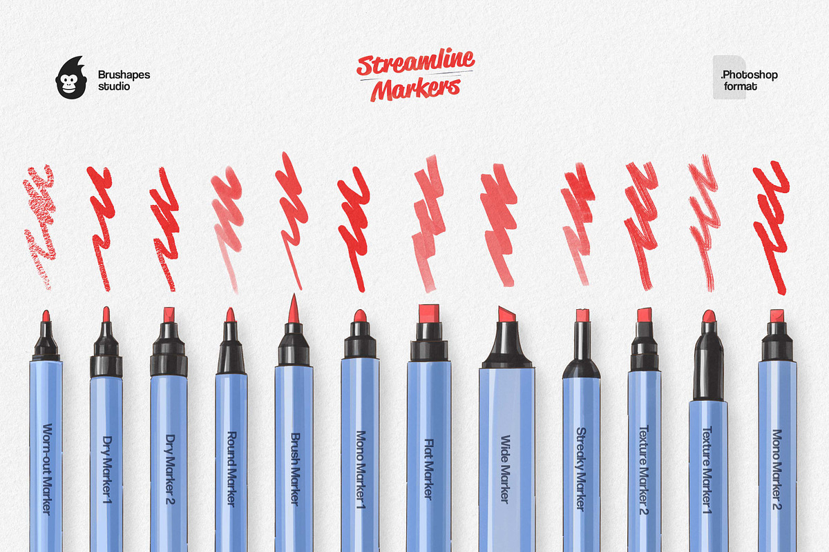 Streamline Markers for Photoshop, a Brush Add-On by brushapes.com (Photo 6 of 8)