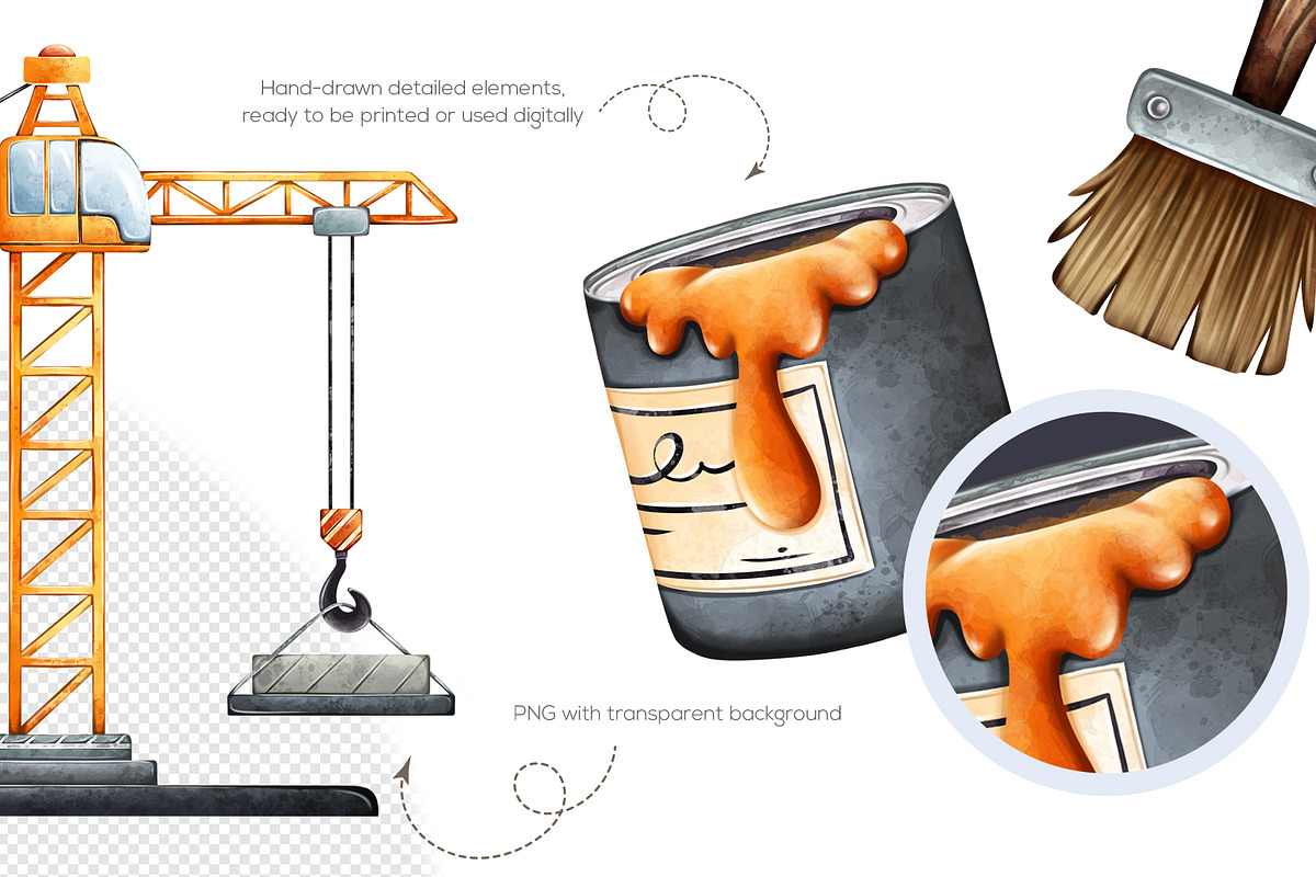 Watercolor Construction Clipart PNG, a Transportation Illustration by Mespilia (Photo 3 of 5)