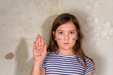 Stop war in Ukraine concept, a Photo by Rimma