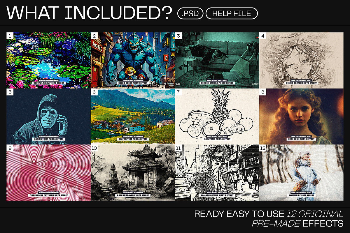 12 Photo Effect Templates, a Layer Style Add-On by iDoodle Studio (Photo 2 of 6)