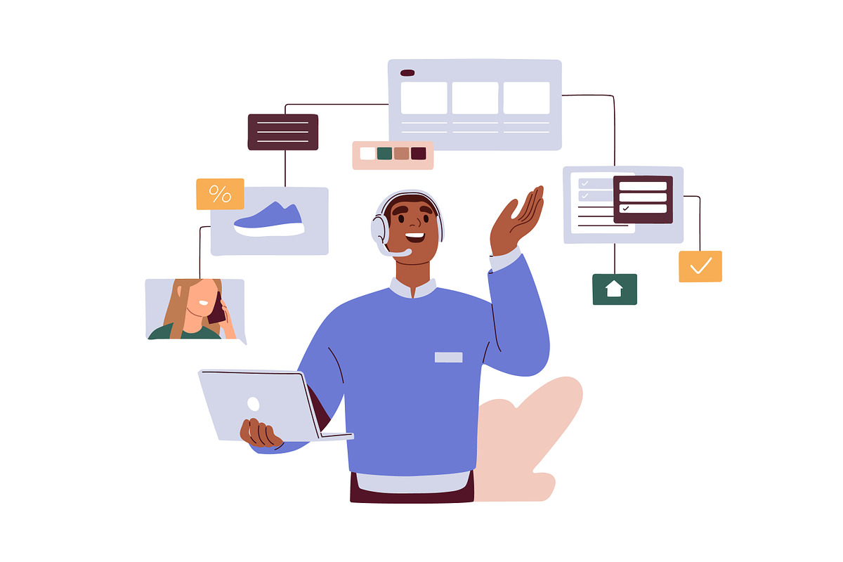 Business people during work call set, a Work Illustration by Good Studio (Photo 4 of 7)