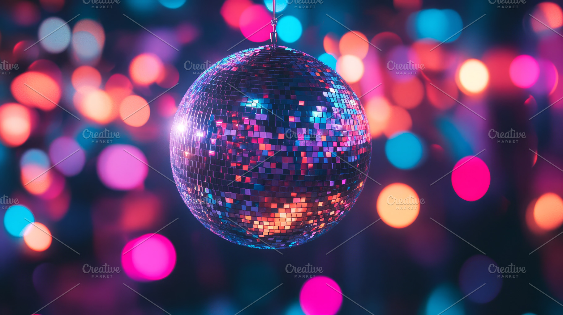 Shiny Disco Ball with Colorful Reflections, an Abstract Photo by Natalia Klenova's Shop
