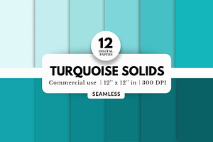 12 Turquoise Solids Digital Papers