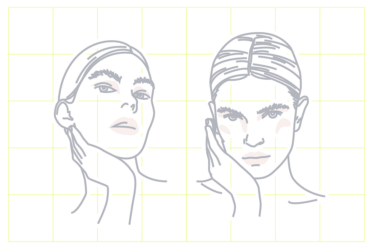 Line Illustrations Set Female Faces, a Person Illustration by line & plane (Photo 7 of 11)