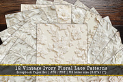 Ivory Floral Lace Scrapbook Paper, a Background Graphic by V Design Creator (Thumbnail 1 of 12)